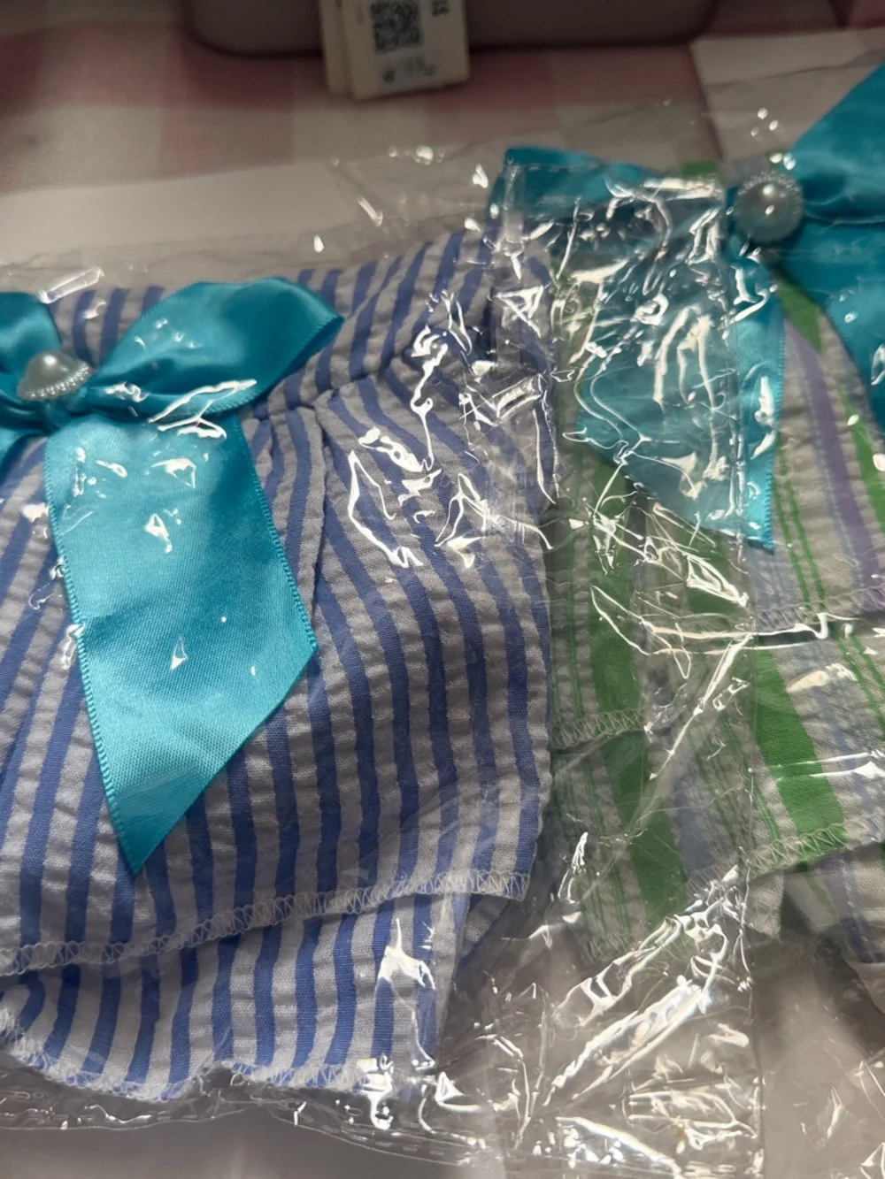 Dog's' Striped Sleeveless Dress with Blue Bow - Set of 2/size L  New